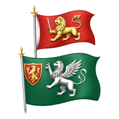 A flag with green at the top, white in the middle, red at the bottom, a lion and a falcon in the middle of the white flag, in the lion's right hand is a sword. sticker