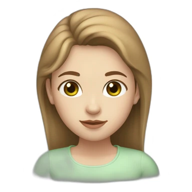 18-year-old Argentine girl with white skin. Medium green eyes. Light brown hair in the shape of a heart on the forehead. rounded face sticker