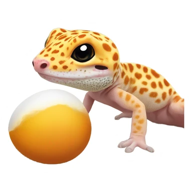 Orange leopard gecko emerges from egg sticker