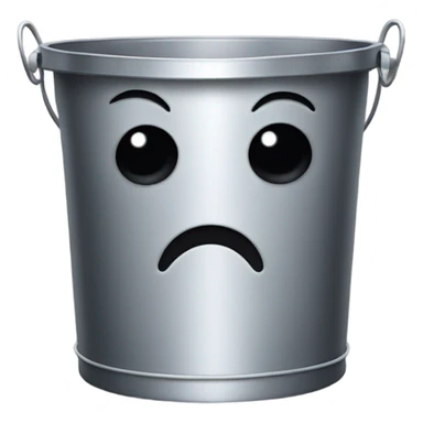 A metal bucket with (black dot Kirby eyes) sticker