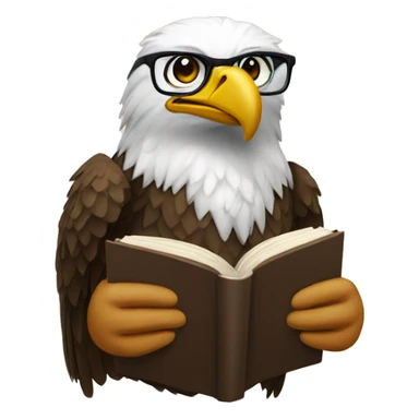 eagle with glasses reading a book  sticker