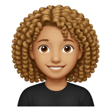 Un adolecente con camisa negra, pelo rizo pelo medio y de color canela sonriendo sticker