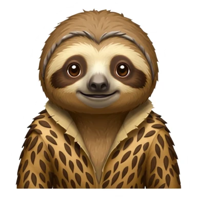 sloth in ragged animal skin clothes sticker