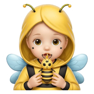 baby girl with pacifier dressed as a bee sticker