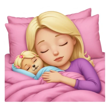 Blonde girl sleeping pink bedding  sticker