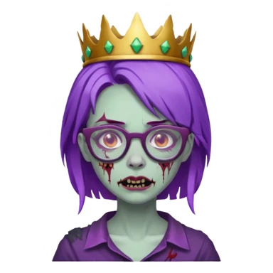 crowned woman zombie with glasses and purple hair  sticker