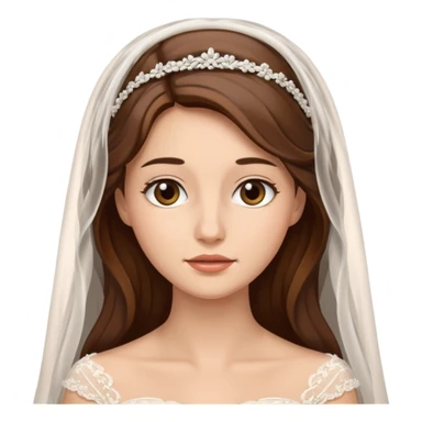 Blonde skin bride with a long veil with brown hair with a chin on her face sticker
