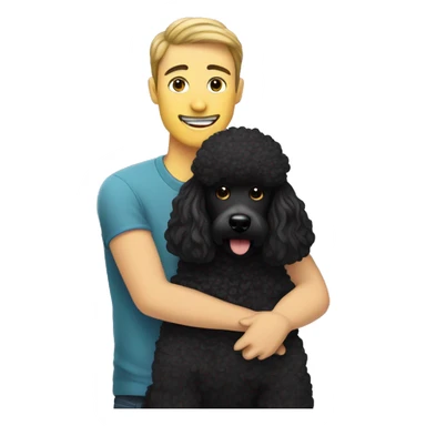  men with black haired and beard hugs her Black-Poodle-Black-dog sticker