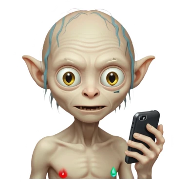 gollum typing a cellphone sticker