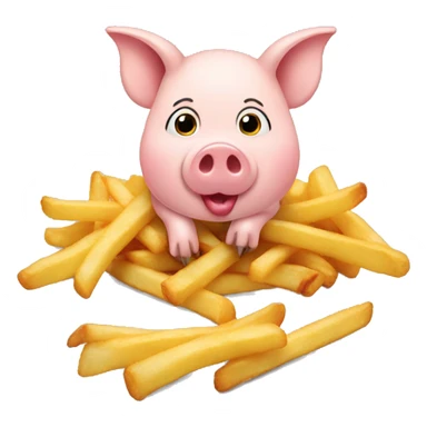 pig eat french fries sticker