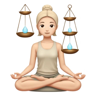 peaceful face in meditation with small balanced scales above head sticker