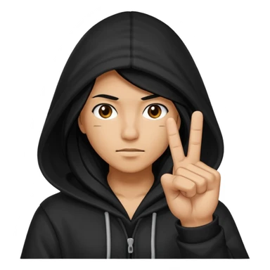 Moreno greñudo con capucha cuba la cara para el dedo del medio sticker