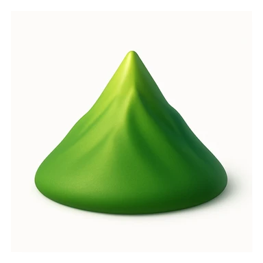A 3D emoji in iOS emoji aesthetic style of a small mountain peak or hilltop, with a pointed summit and smooth green slopes, soft lighting, minimal and glossy Apple-style design, clean white background

 sticker
