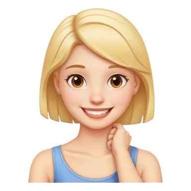 Girl holding her neck smiling  sticker