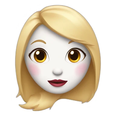 A female bunny with blonde hair and big lips, holding a heart sticker