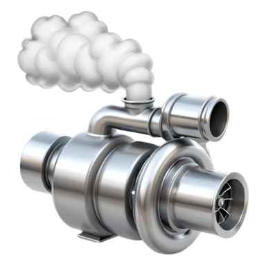 Emoji of a turbocharger blowing boost with cartoon smoke puffs sticker