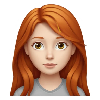 Ginger head girl with long hair and light grey eyes sticker