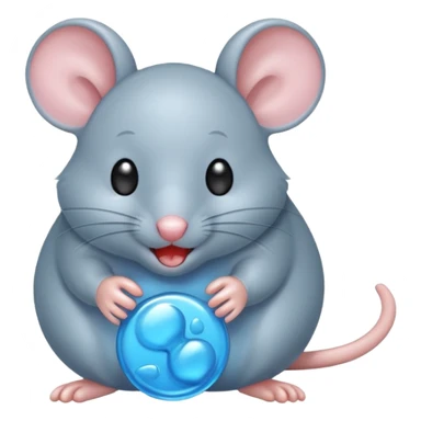 raton gris comiendo gomita redonda azul sticker