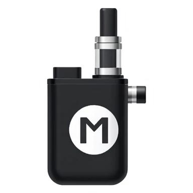 Pixel-art icon, letter [Б], designed as mini vape pod. Square canvas, same style as other letters. Black/metallic, flat vector, white outline. sticker