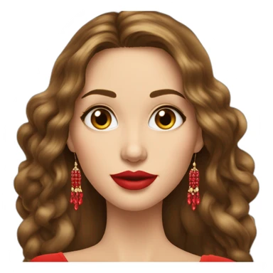 jolie femme cheuveux long lise brun avec boucle d'oreille bijoux en rouge sticker