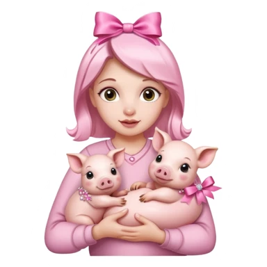 woman holding baby pigs with ribbons and crystals sticker