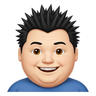fat spiky haired happy man sticker