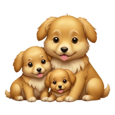 golden dog with its puppies sticker