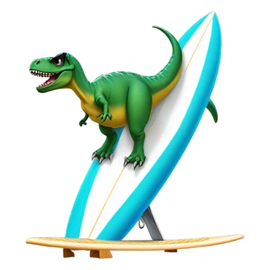 T-rex with sunglasses riding on a surfboard  sticker