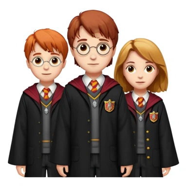 harry potter, ronald weasley and hermione granger in gryfinndor uniform sticker