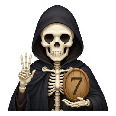 death holding number 7 in his hand sticker