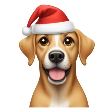 Dog wearing a Christmas hat sticker