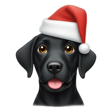 Black Labrador wearing a Santa hat sticker