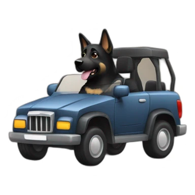Black German shepherd driving car sticker
