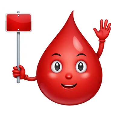 blood drop character holding a B.R.B. sign sticker