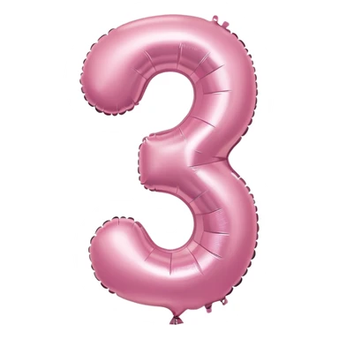 light pink number 3 balloon sticker