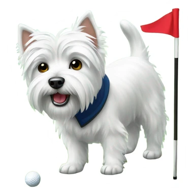 westie near a golf flag on the green sticker