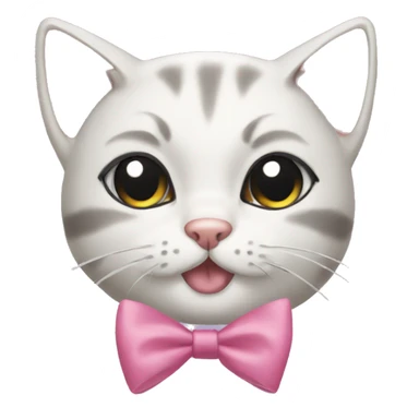 cat with coquette bows sticker