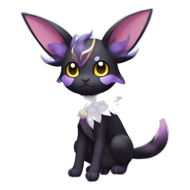 Shiny Cool Punk pastel Black beautiful ethereal fantasy Kawaii Sona Umbreon-Espeon-Litten-Fakemon-cat-animal with edgy bat-wings-ears vtuber model Full Body sticker