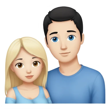 Black hair Asian girl with brown eyes pregnant and blonde hair white guy with blue eyes couple  sticker