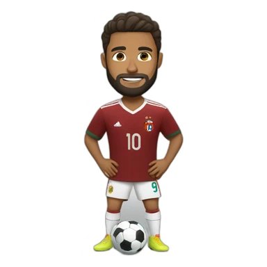 litlle brown man with a beard playing football with Ronaldo sticker