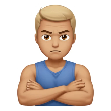 arms crossed holding neck angry guy sticker