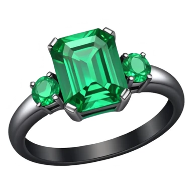wedding ring with a emerald green stone sticker