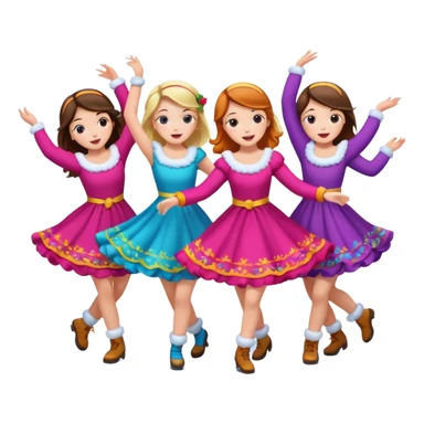 girls dancing while snow is coming down sticker