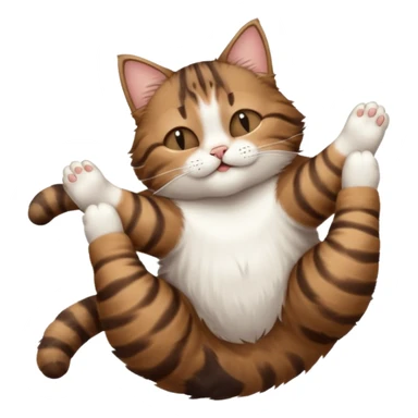 dark brown tabby and white cat in funny positions upside down with eyes closed sticker
