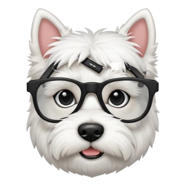 Westie Dog with all black glasses sticker