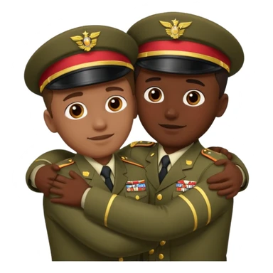 dos soldados dando es un abrazo de solidaridad de fraternidad sticker