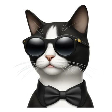 A tuxedo cat wearing sunglasses, smoking a cigar sticker