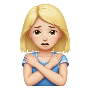 girl crossed arms holding neck crying sticker