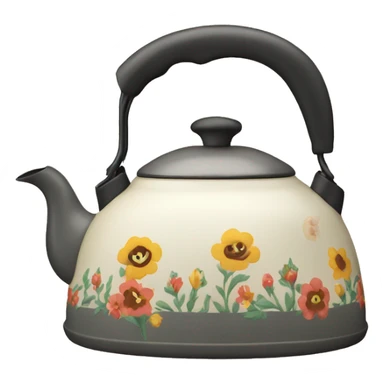 Vintage kettle with flower design sticker