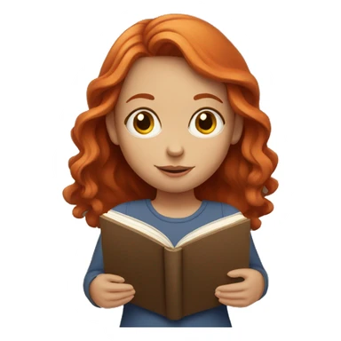 red-haired girl with a book in her hands sticker